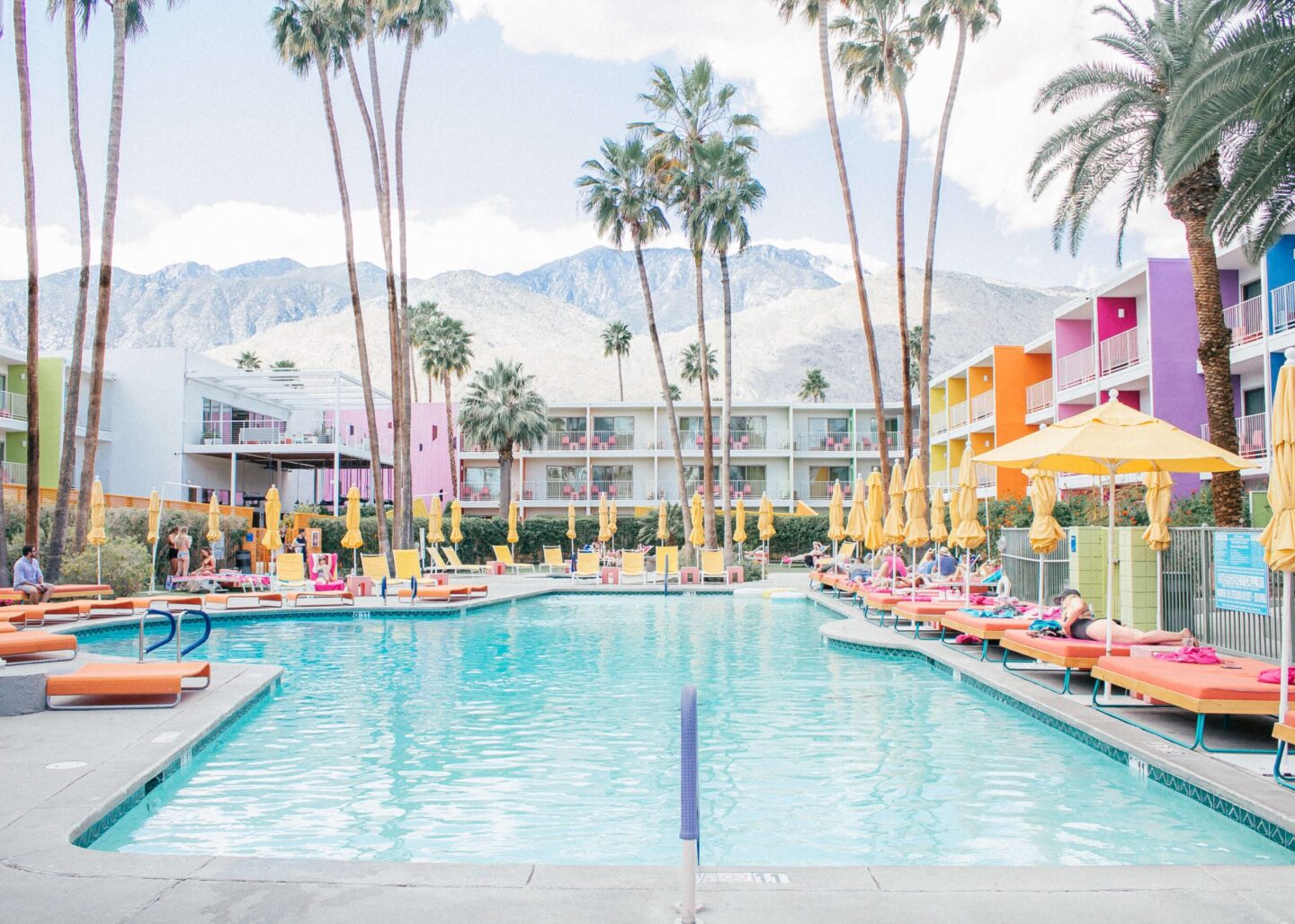 The Saguaro rainbow coloured hotel in Palm Springs