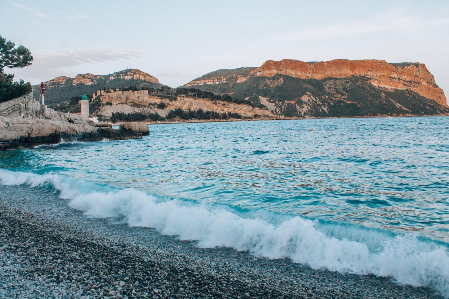 The sun setting over the cliffs of Cassis