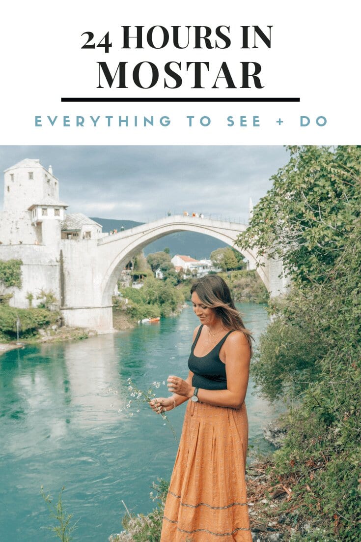 A travel guide for 24-hours in Mostar. Sharing where to stay, what to see, and where to eat. It also shares how to best learn about their history and recent war. If you are travelling through the Balkans, don't miss Mostar. #Balkans #Mostar #Bosnia #herzegovina #starimostbridge