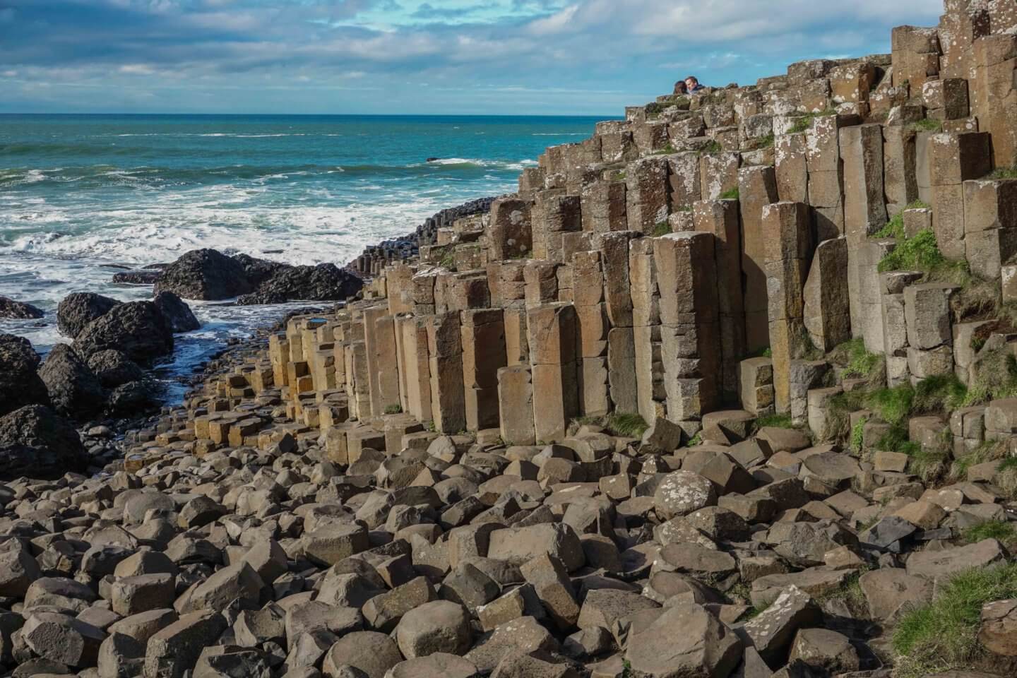 The Giant's Causeway with the ocean in the background - places to visit in Ireland