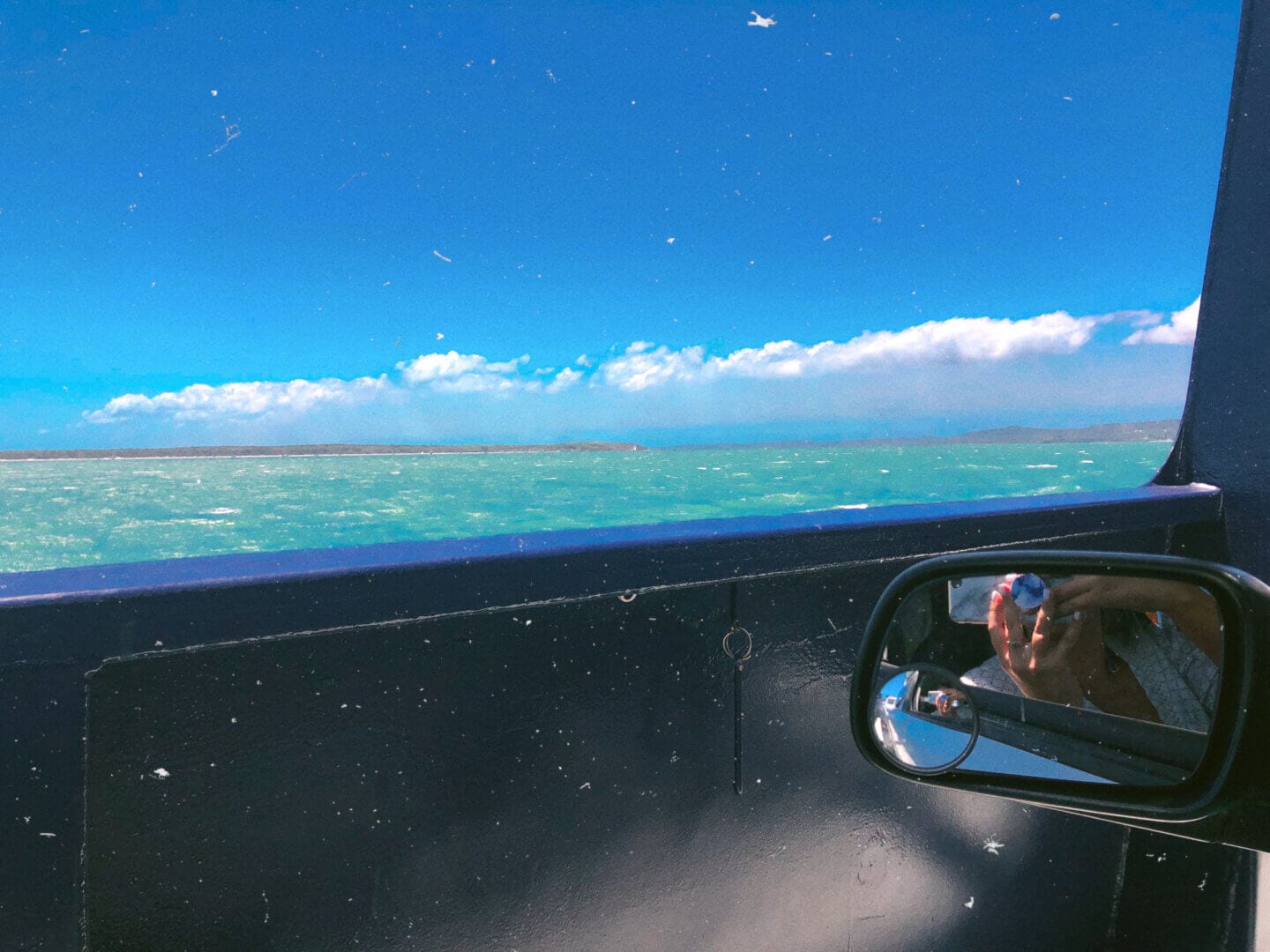 View from the car on the ferry over to North Stradbroke Island 