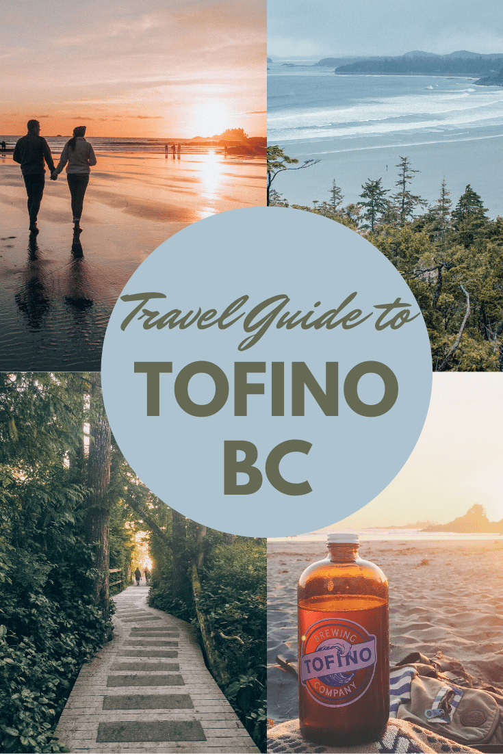 A collage of four photos of Tofino, BC