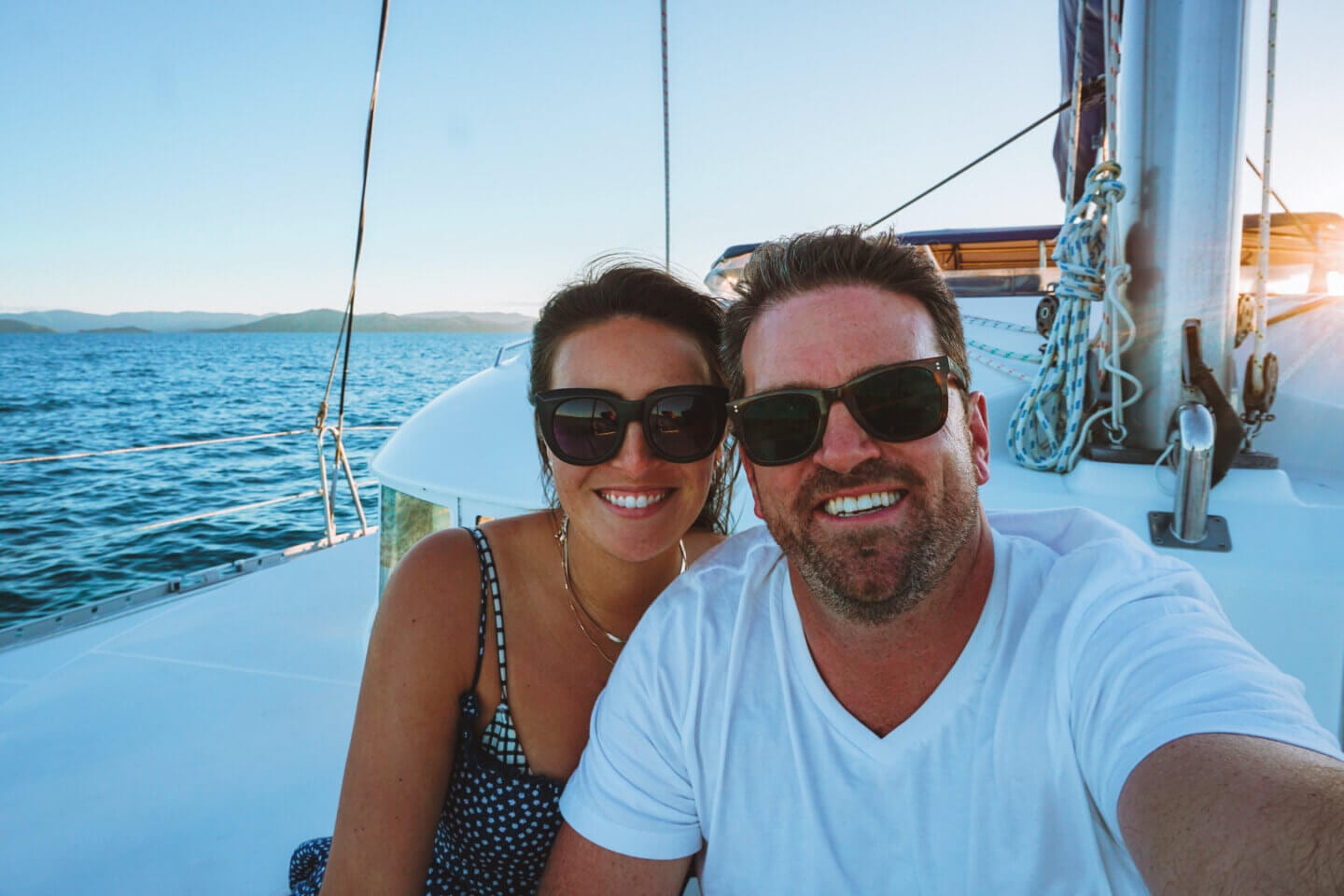 A couple sailing the whitsundays