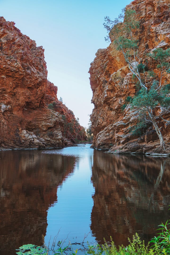Ellery Creek Big Hole in West Macdonnell Ranges right before sunset
