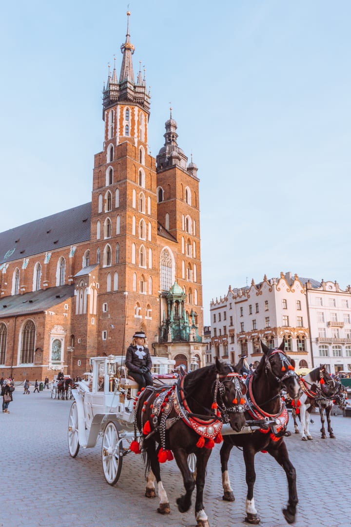 The Horse-drawn carriages ride around then Old Town, Krakow. this city is certainly one of the most Romantic Places in Europe