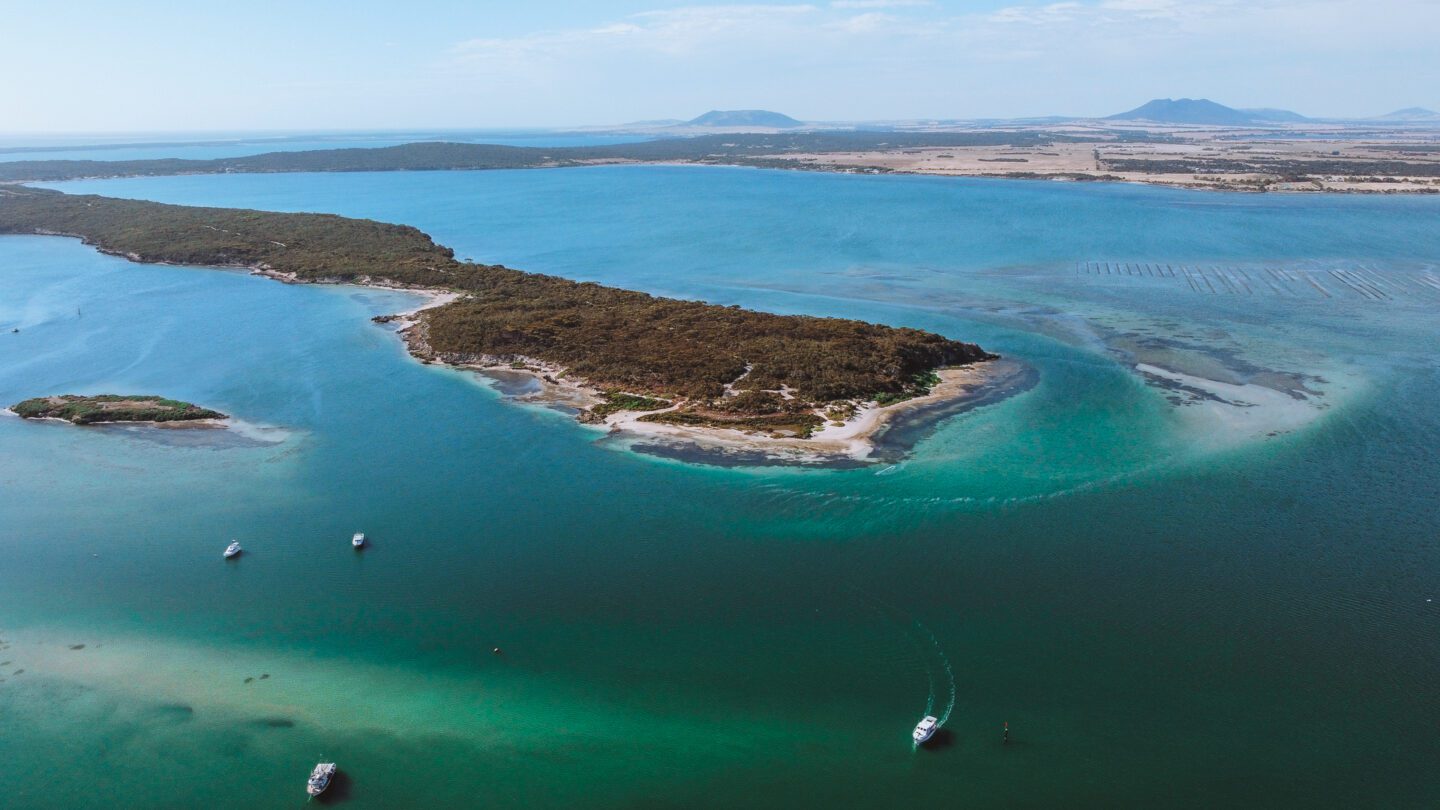 Drone shot of Coffin Bay near Port Lincoln