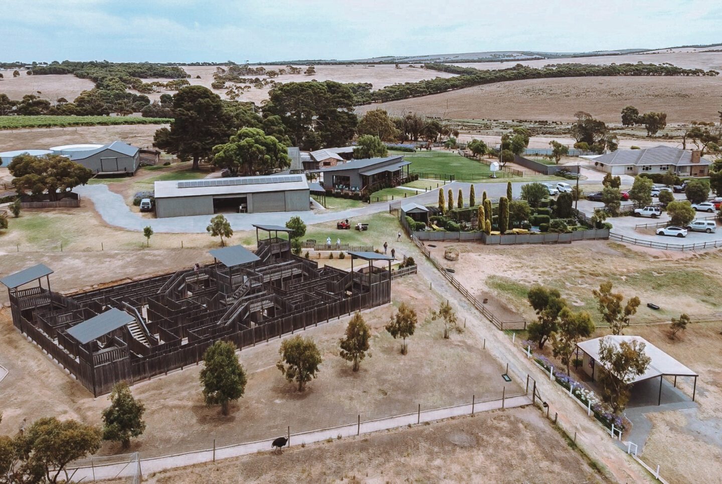 An aerial shot of Glen Forest Tourist Park in Port Lincoln