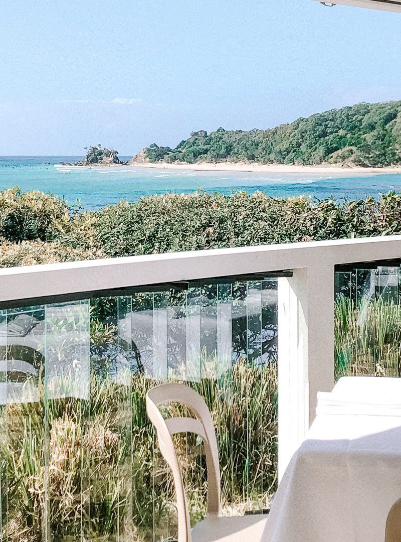 The incredible ocean views and at the Beach Restaurant, one of the best restaurants in Byron Bay