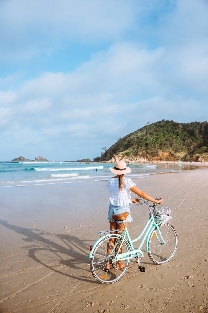Biking on Tallows beach is a great thing to do in Byron Bay, Australia.