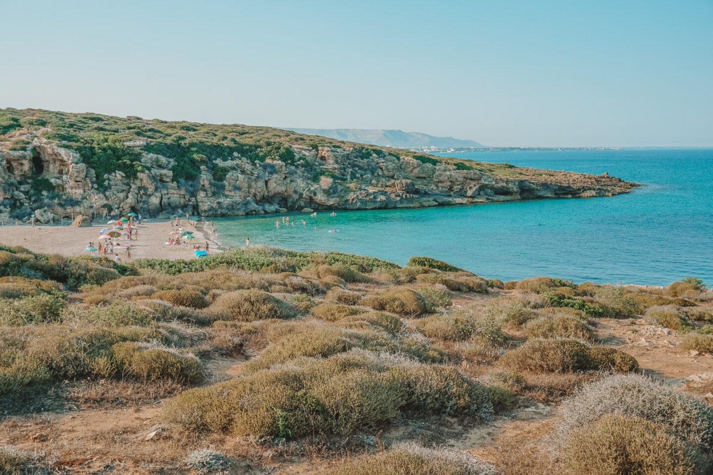 A beautiful Spiaggia di Vendicari beach in Riserva naturale orientata Oasi Faunistica di Vendicari