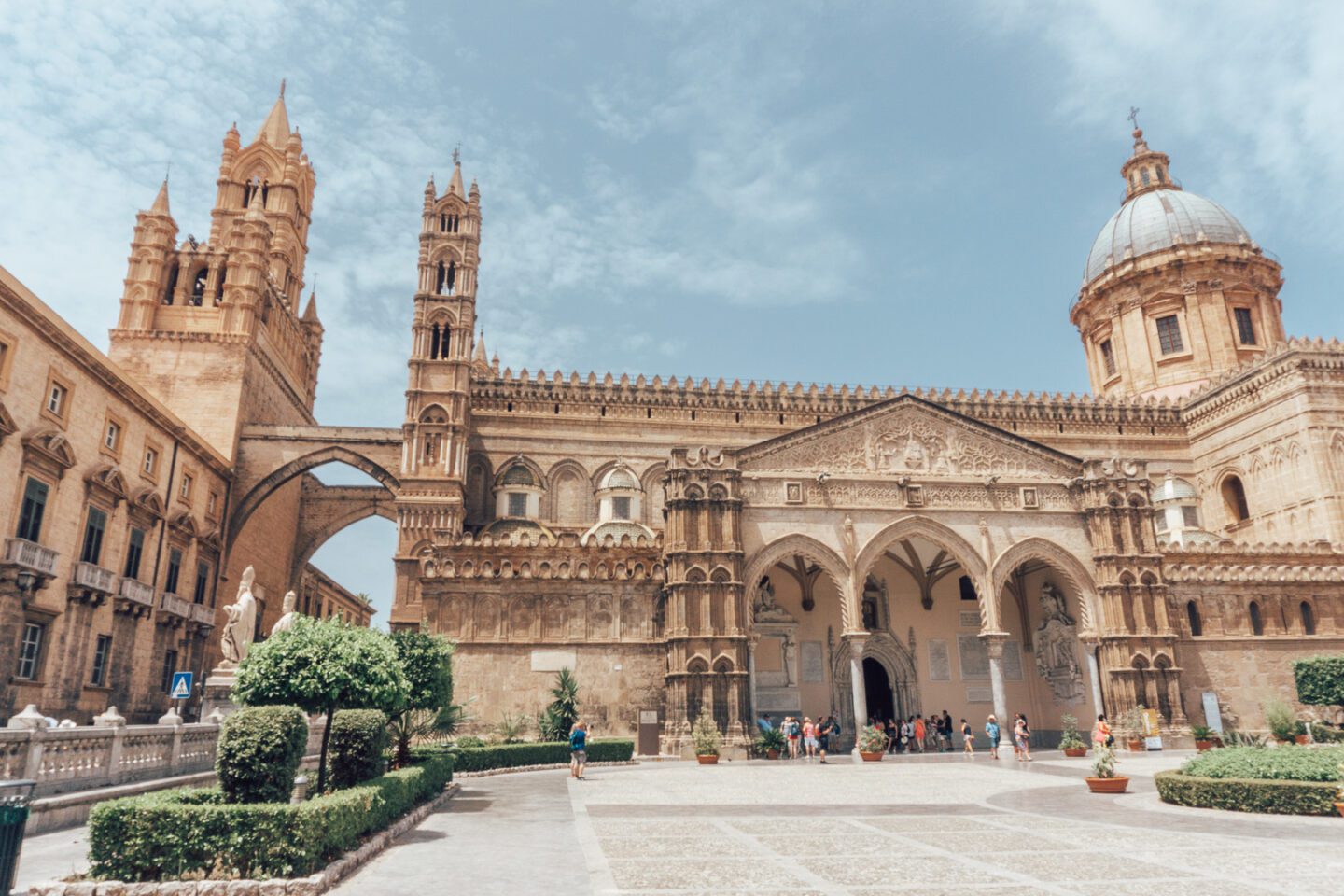 The 12th century Palermo Cathedral boasts stunning Gothic architecture in Sicily - A must see on this 7-day Sicily itinerary