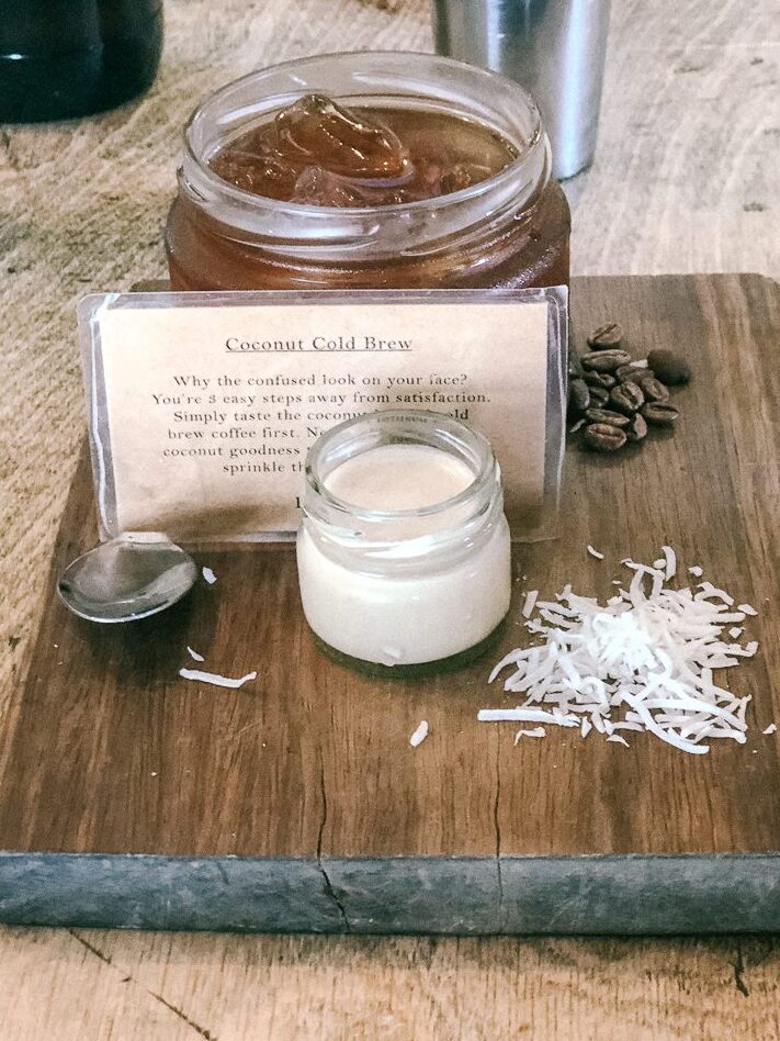 A coconut cold brew at Bayleaf Cafe in Byron Bay