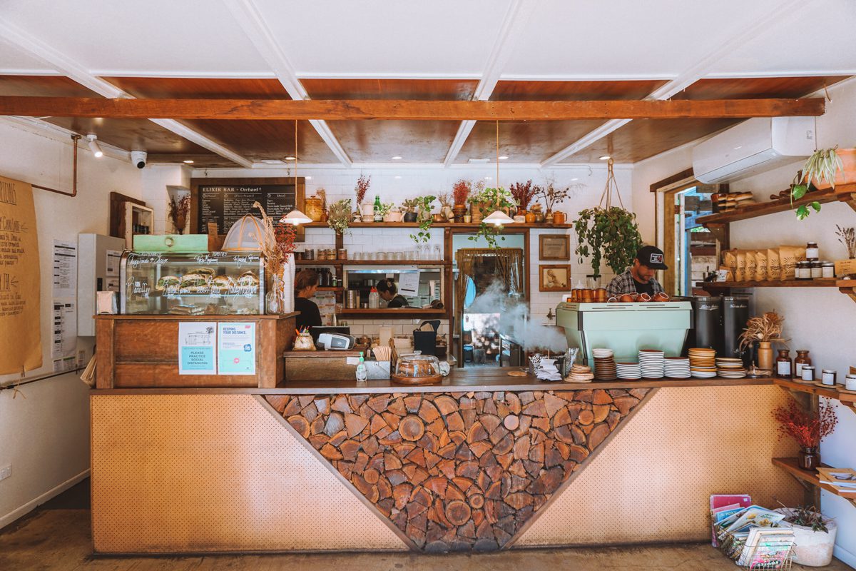 Interior of Woods cafe in Bangalow, 15 minutes outside of Byron Bay 