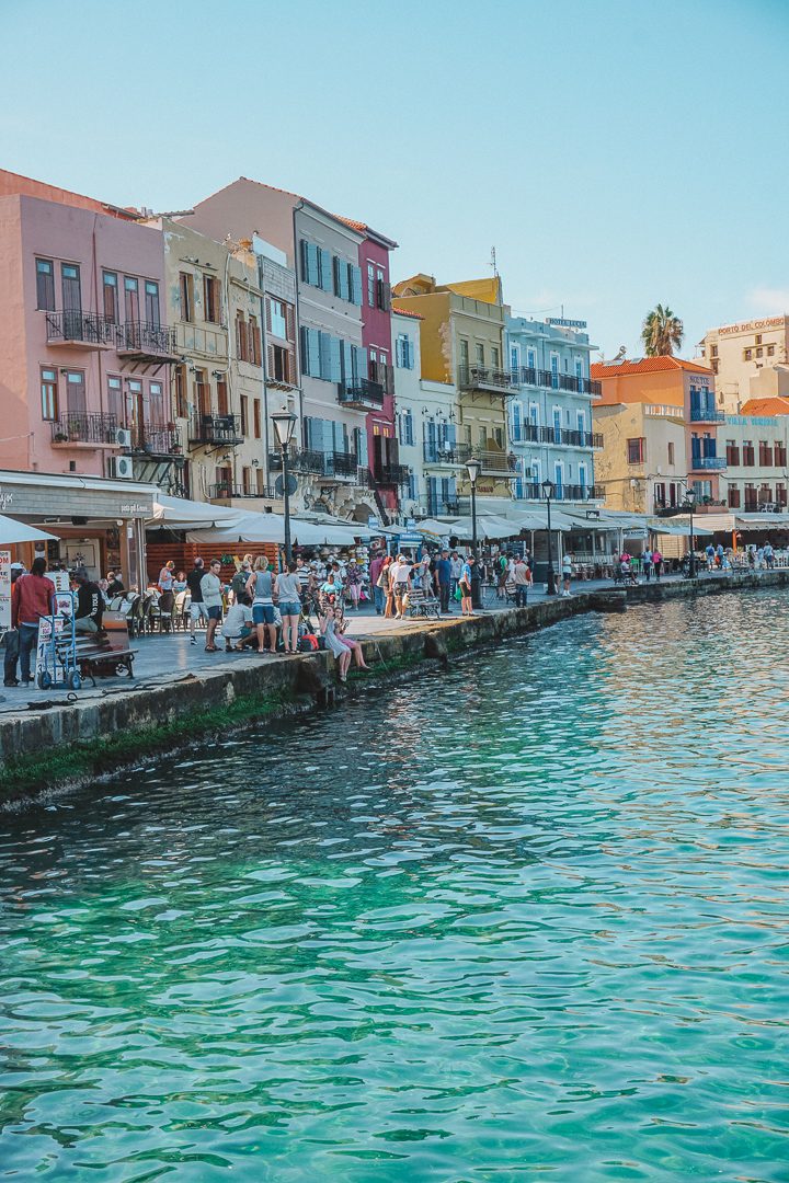 Colourful building line the waterfront of the old town in Chania, and is a top thing to see while in Crete.