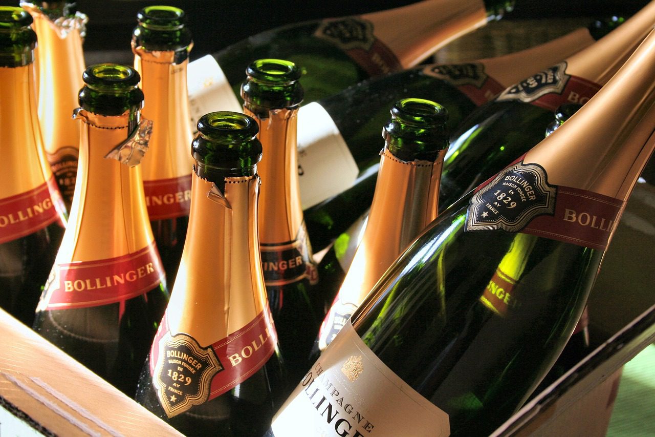 Luxury French champagne bottles of Taittinger in Reim