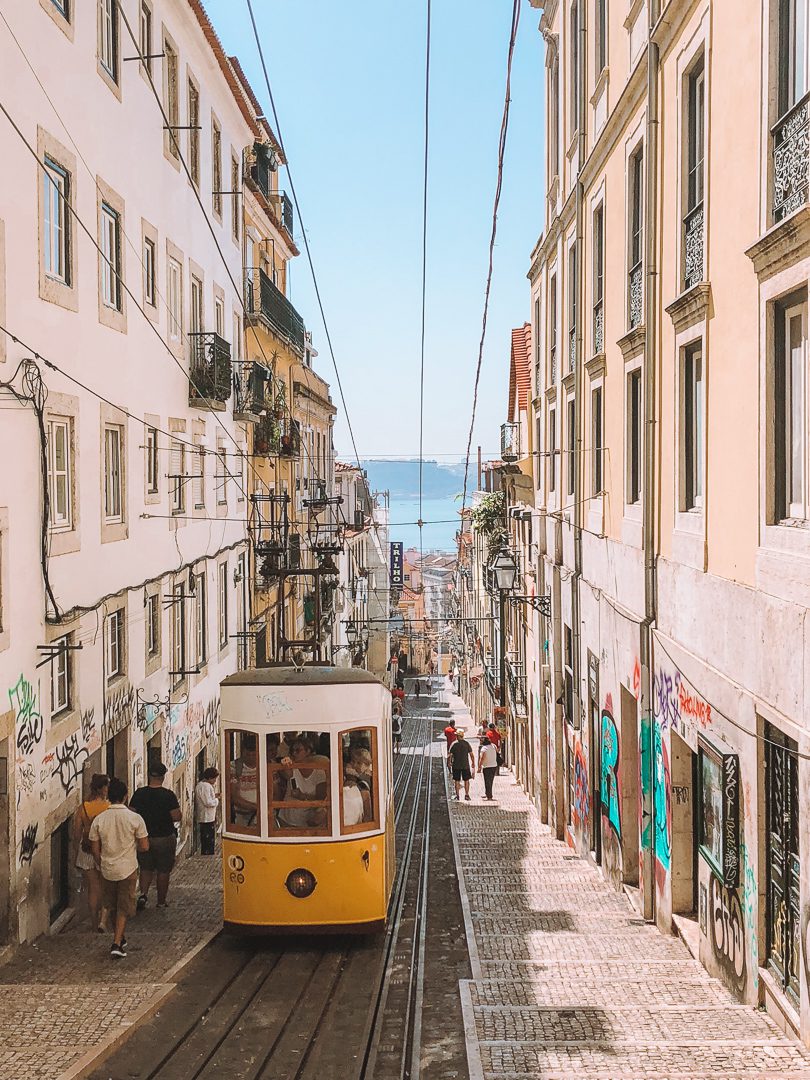 Bica - Lg. Calhariz, Funicular da Bica, the most picturesque Funicular in Lisbon, Portugal