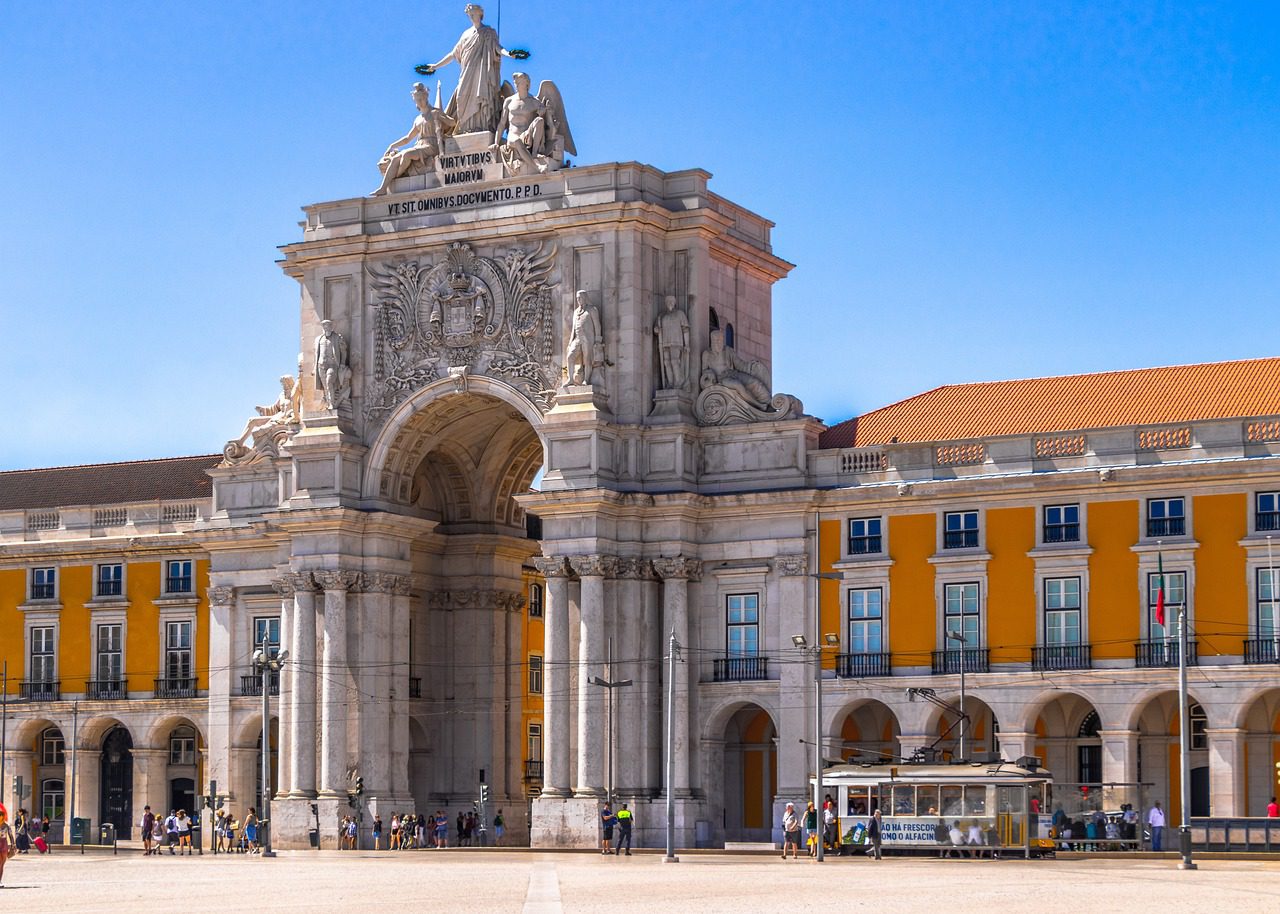 Rua Augusta Arch, the beautiful gateway to the Baixa district in Lisbon, Portugal