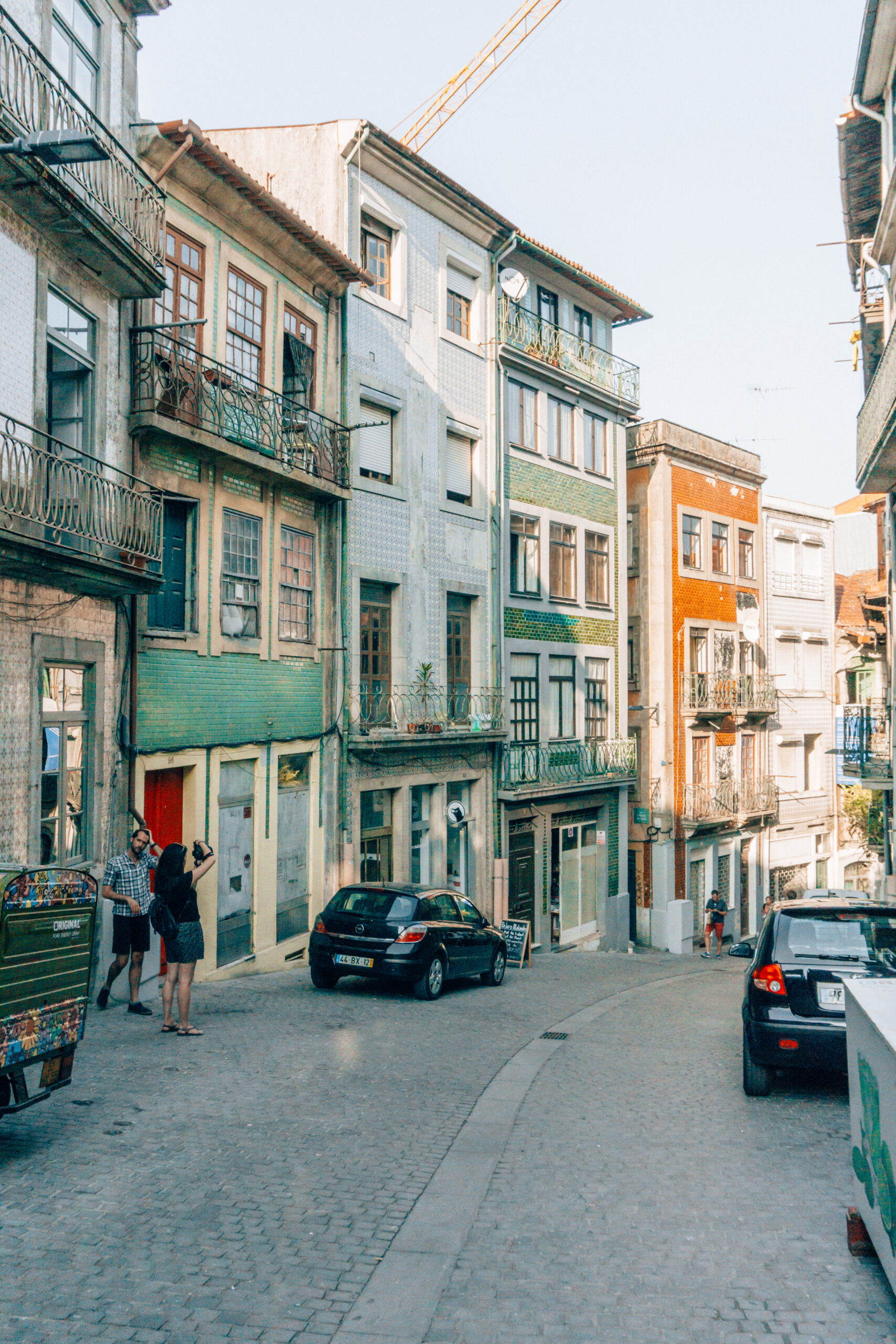 The charming streets, and colourful tiled apartment buildings in Porto, Portugal