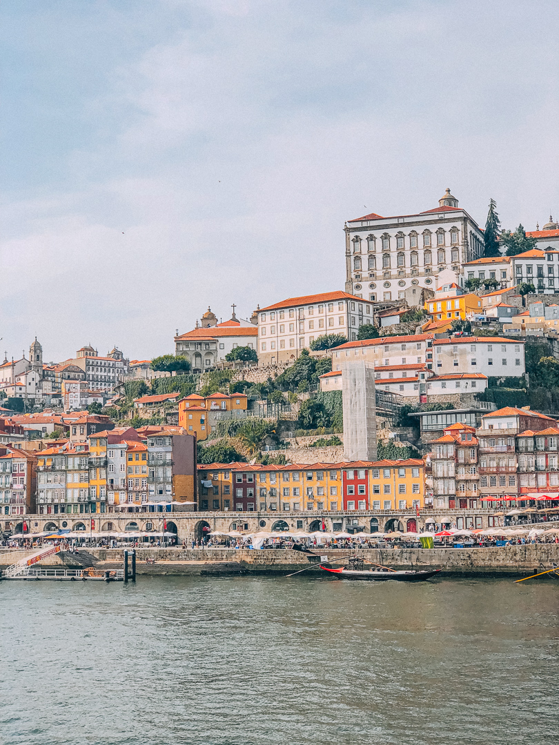 The colourful skyline of Porto, Portugal along the Douro Riverfront