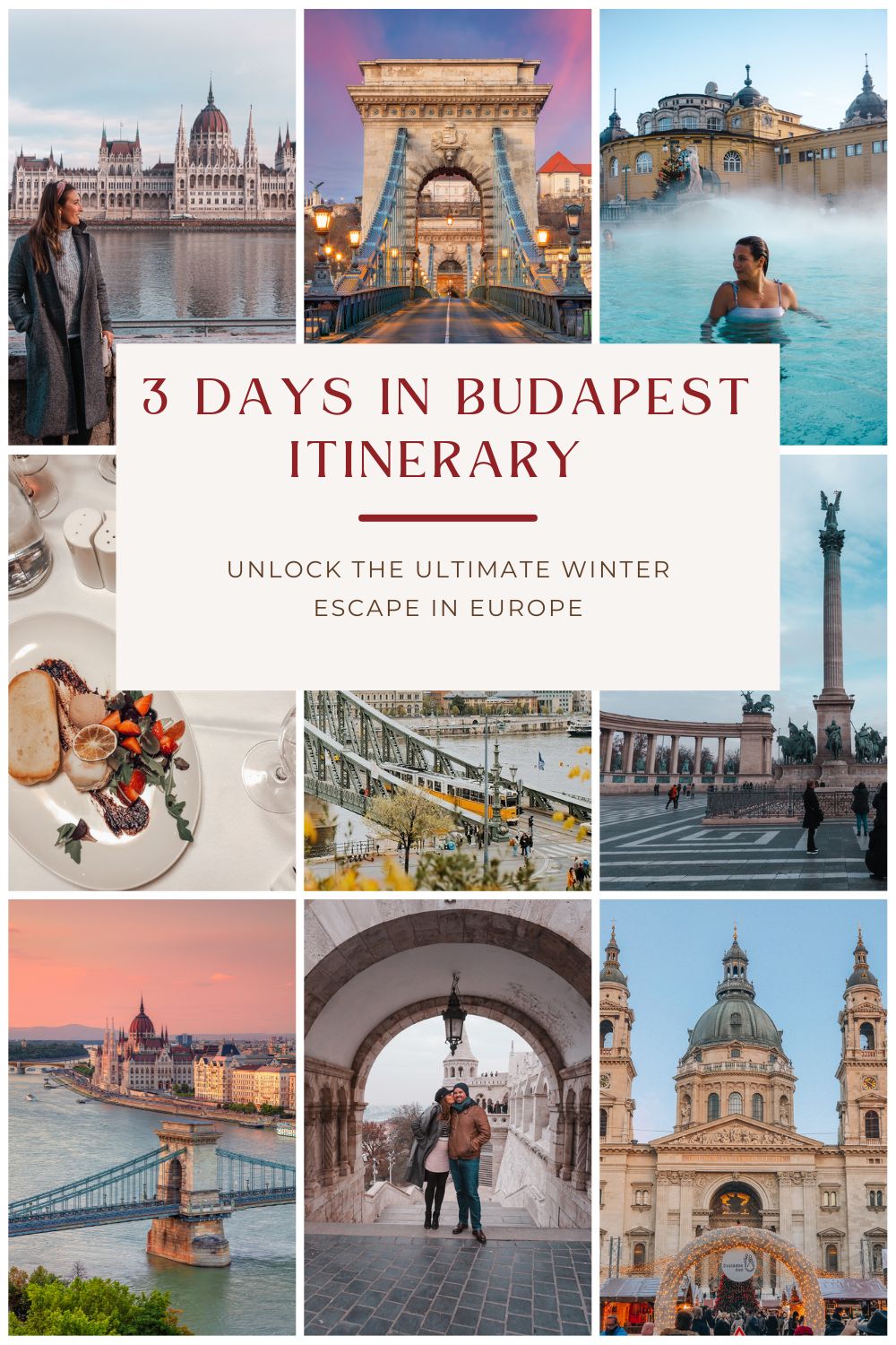 Unlock the Ultimate Winter Escape: 3 Days in Budapest Itinerary Revealed! - 9 photo grid pin