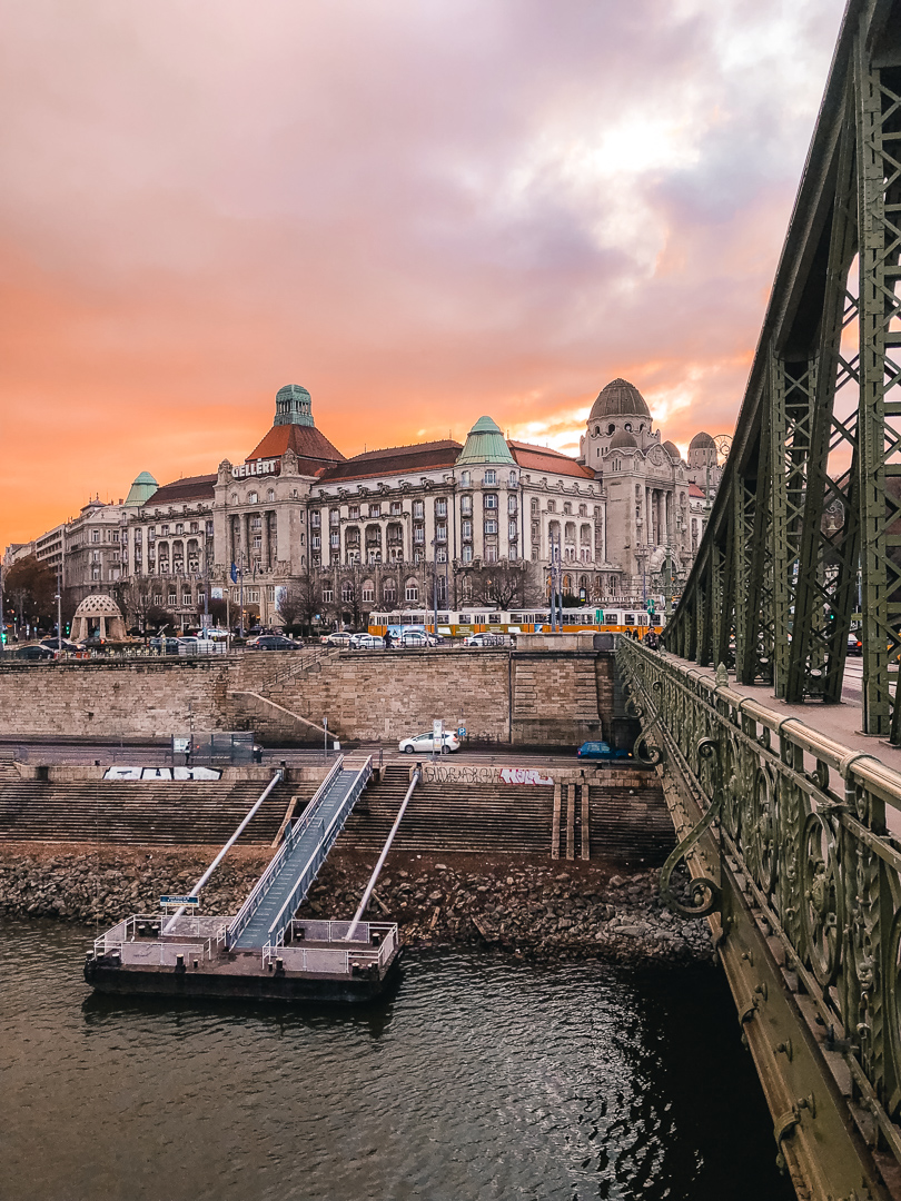 Gellert Hill hotel at sunset: 3 Days in Budapest Itinerary