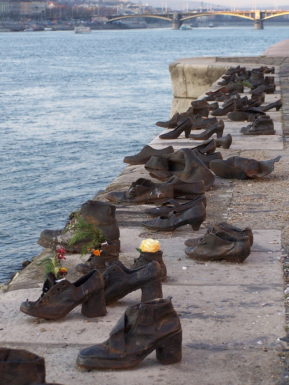 The Shoes on the Danube Bank memorial, a reminder of the tragic events of World War II and the victims of the Holocaust. 