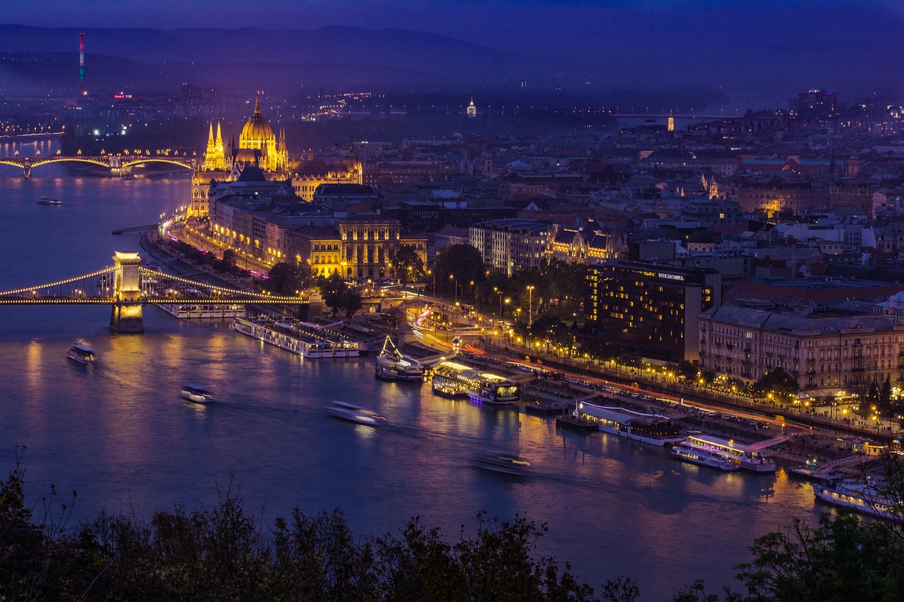 The incredible city skyline all lit up in the blue hour of the day. 3 Days in Budapest Itinerary