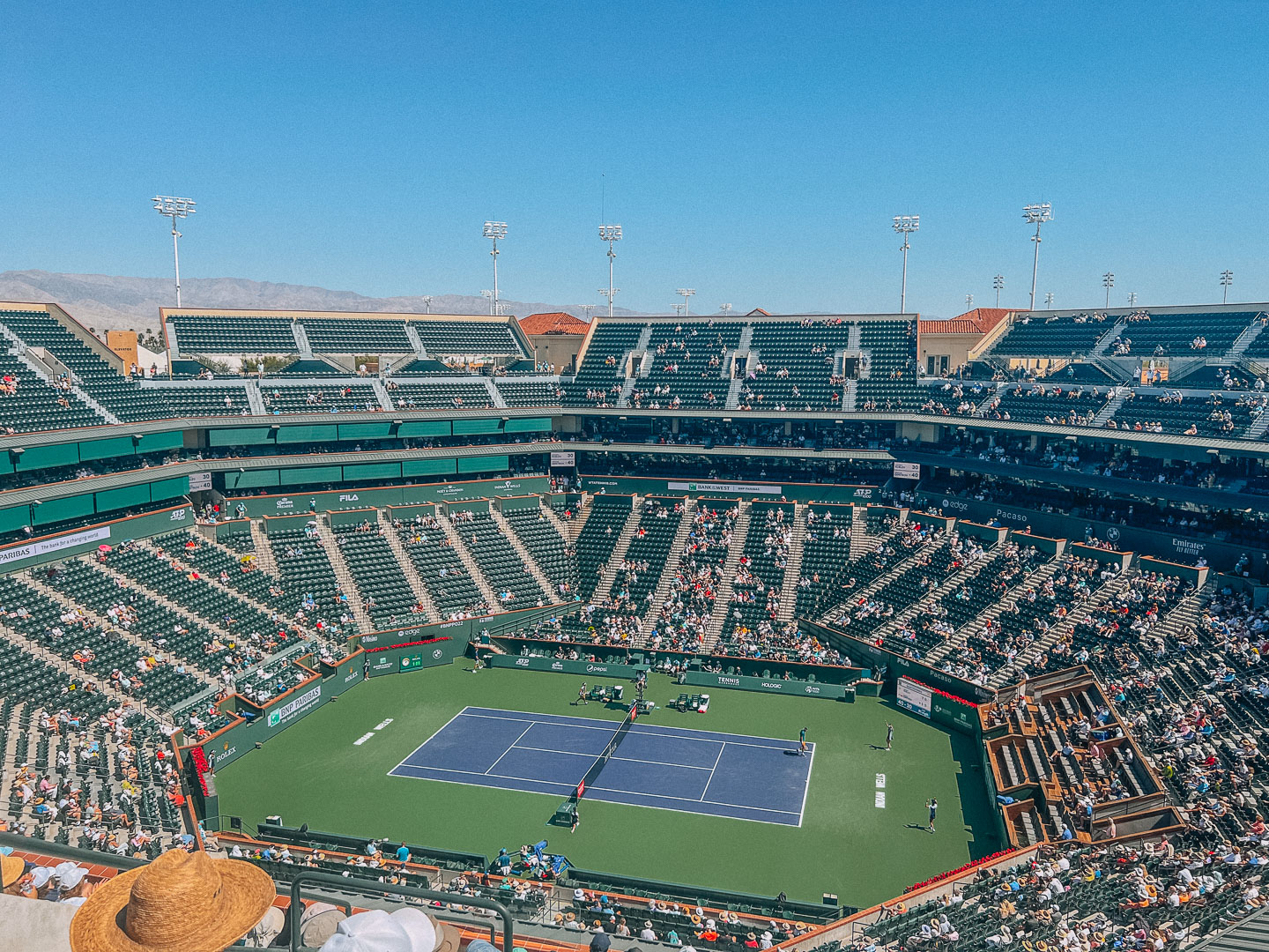 Looking down at Indian Well tennis stadium during the annual March tournament