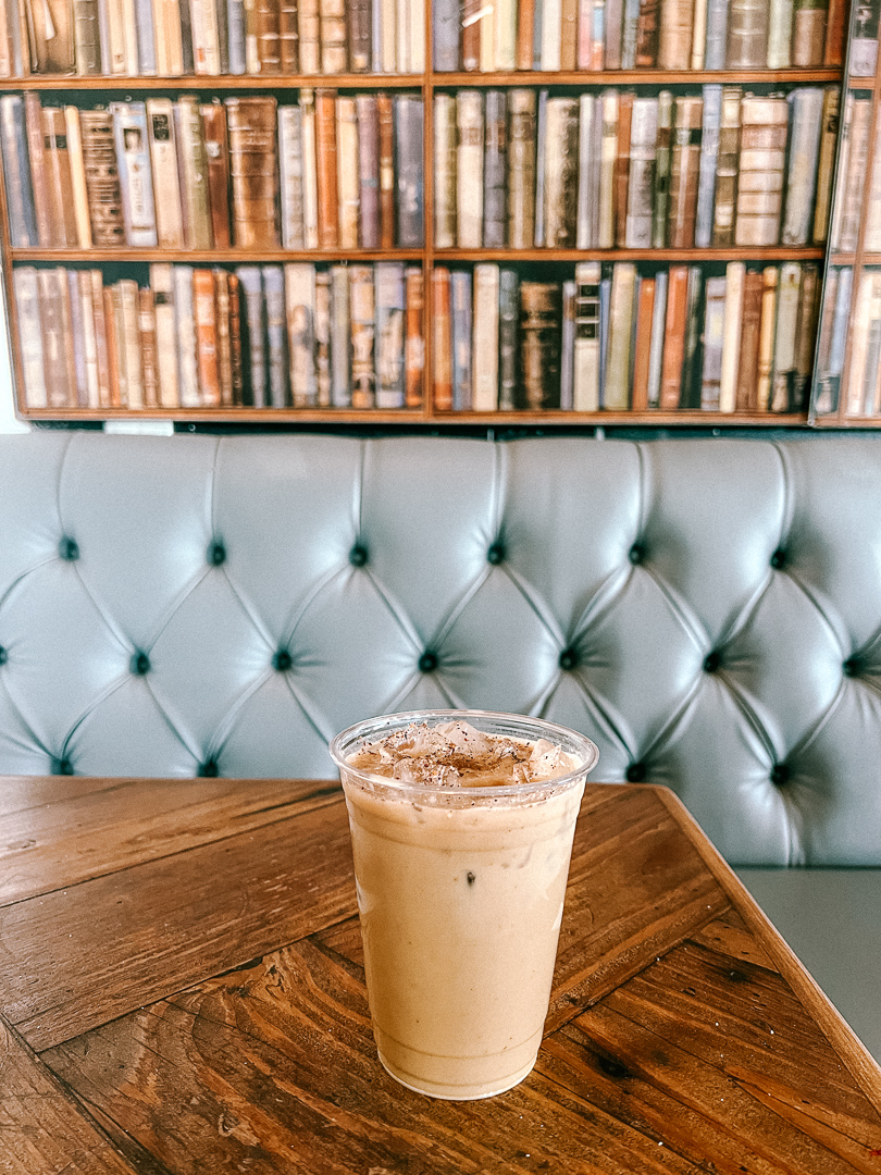 An iced coffee on a table at Ernest Coffee Cafe