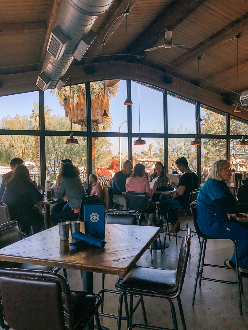 The beautiful retro interior of Draughtsman's craft brew house in Palm Springs