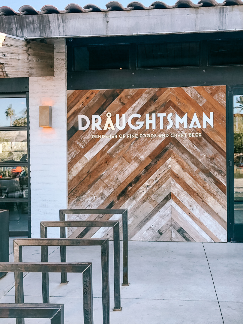 The front door of Draughtsman's craft brew house in Palm Springs