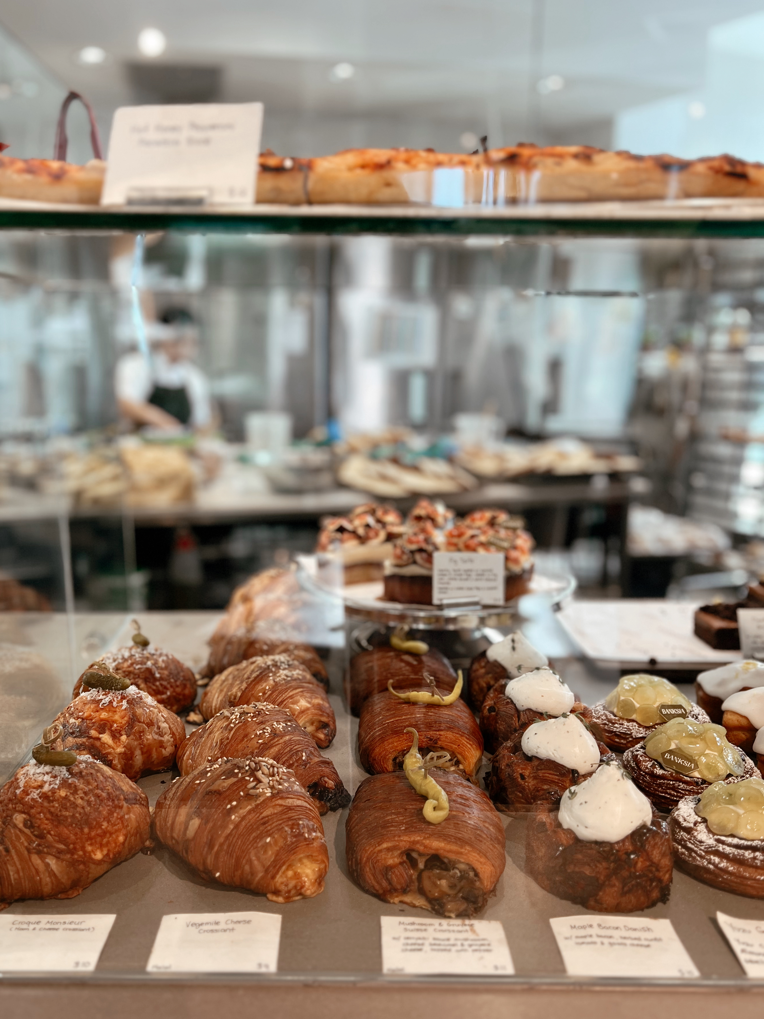 All the fresh croissants and pasteries at Banksia Bakery during our 1 day in Sydney, Australia.