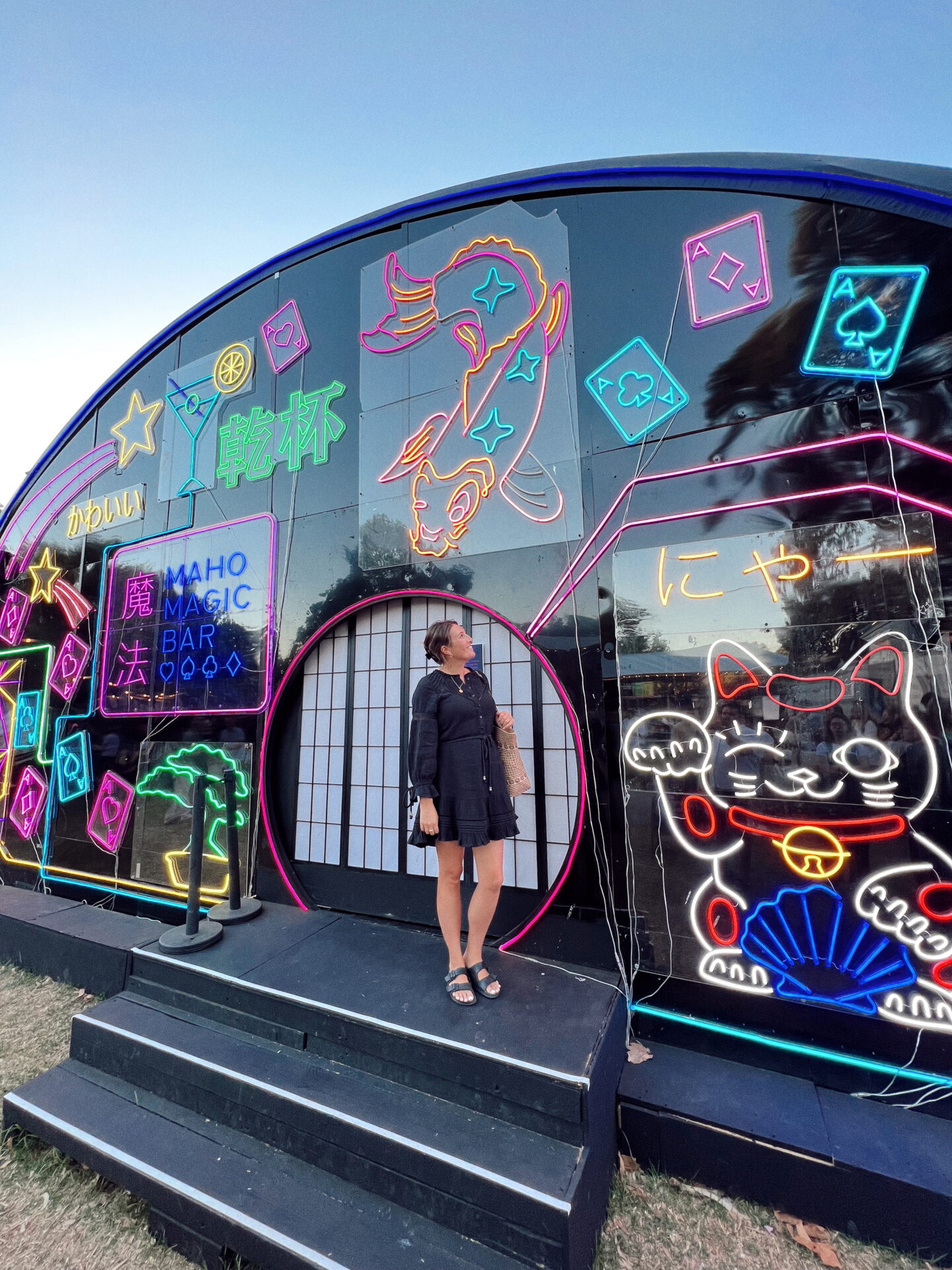 A girl checking out the Maho Magic Bar at the annual Fringe Festival that takes place in Adelaide every March
