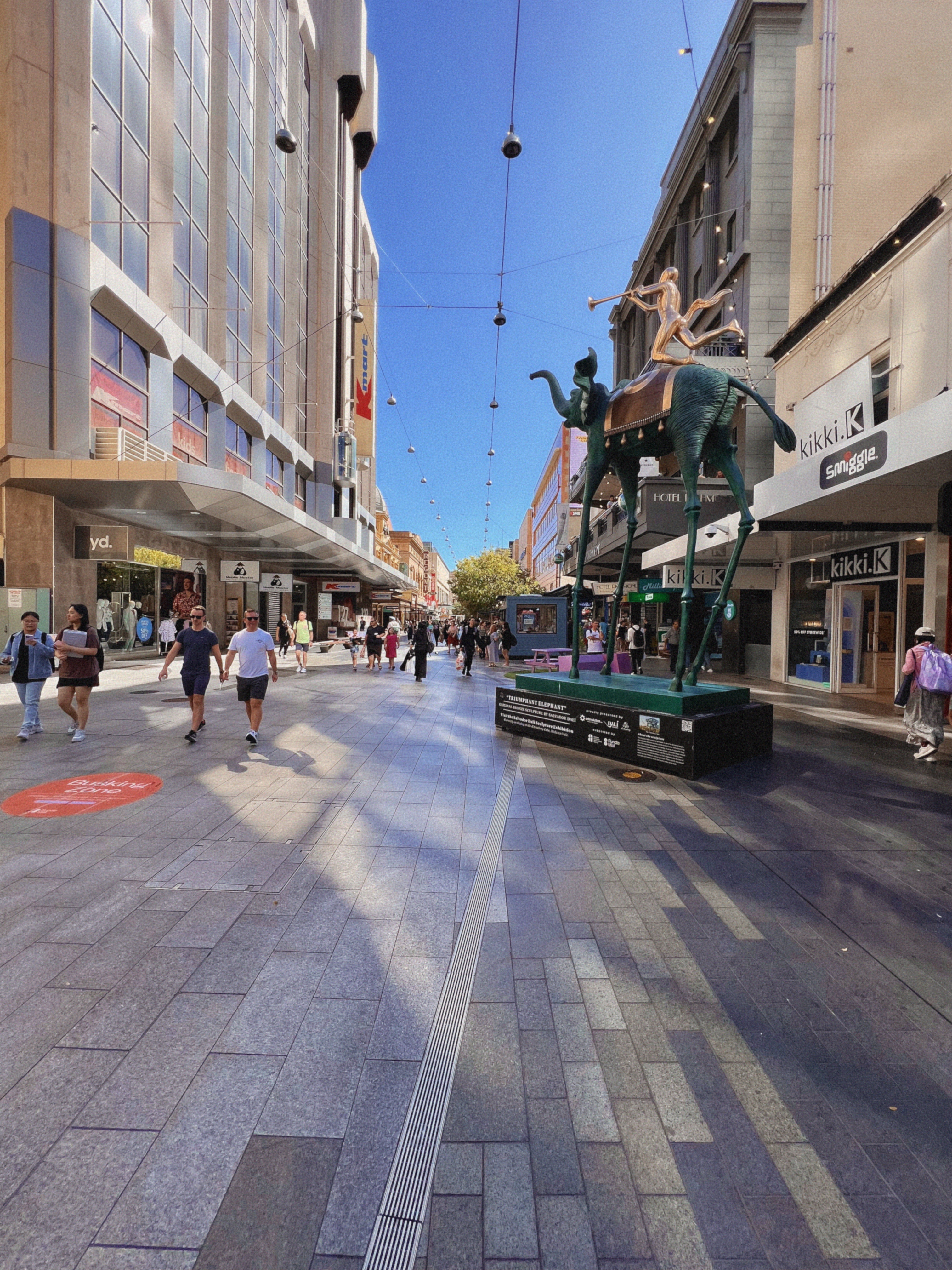 Looking down the strip of Rundle Mall downtown Adelaide 