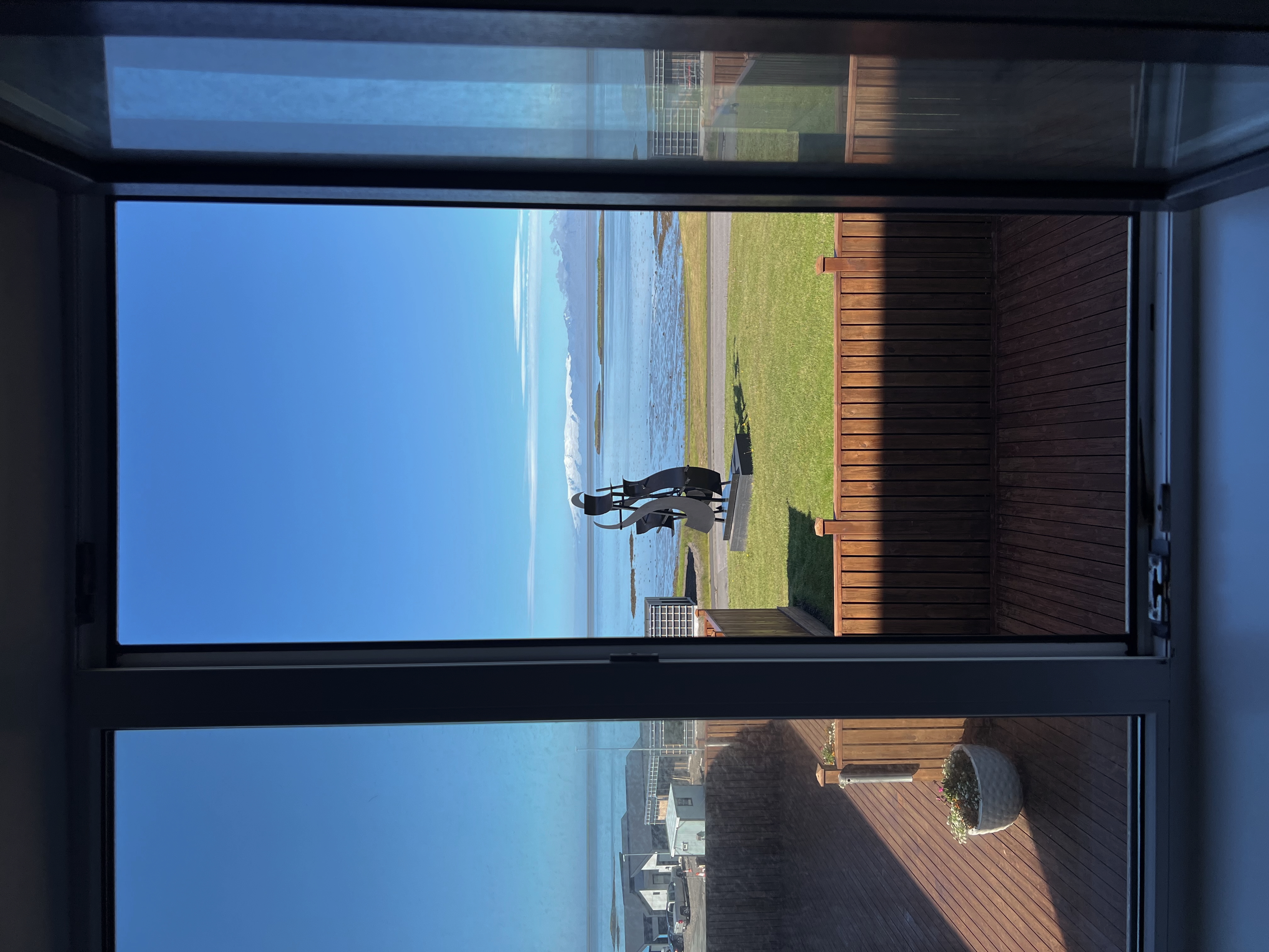 The ocean and glacier views from our Hotel Hofn room during our 4 days in Iceland Itinerary