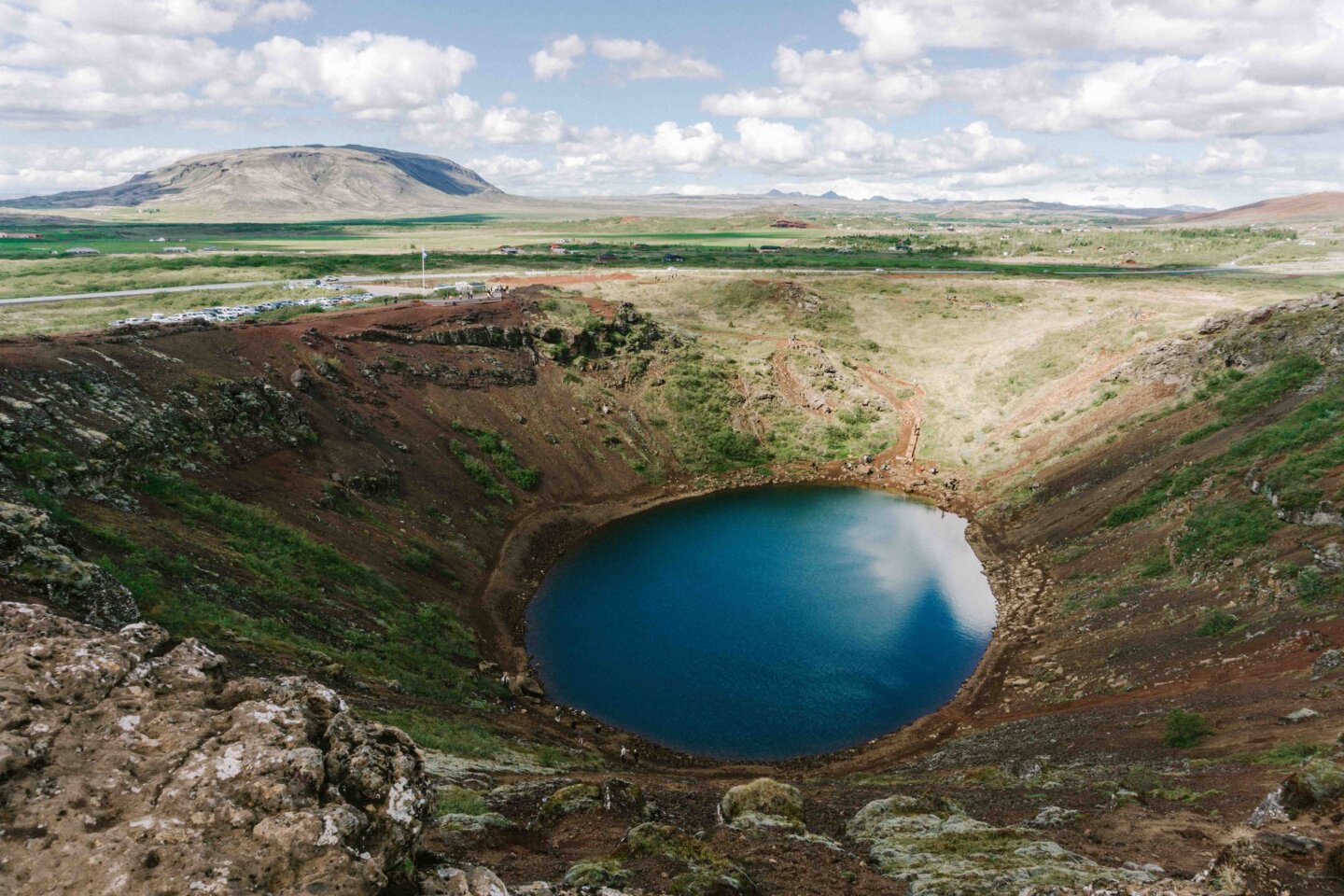 Kerið Crater is a volcanic crater lake on the Golden Circle. A must-see during your Iceland Road Trip